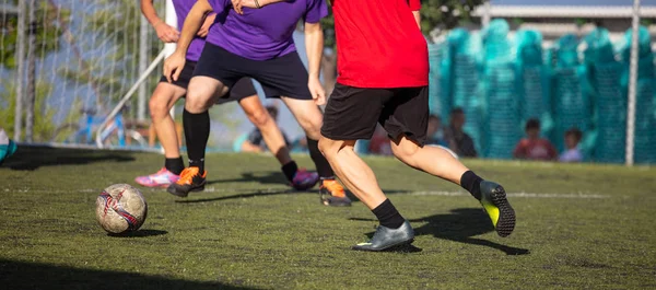 Football Concept Football Soccer Players Playing Football Field Sunny Day — Stock Photo, Image