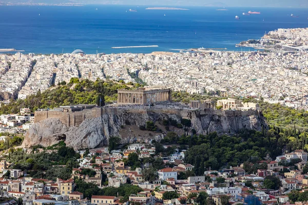 Atenas Grecia Acrópolis Atenas Vista Aérea Ciudad Desde Colina Lycabettus — Foto de Stock