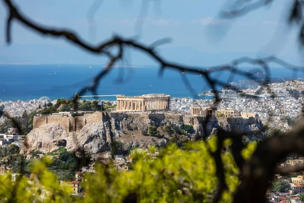 Atenas Grécia Atenas Acrópole Vista Aérea Cidade Colina Lycabettus — Fotografia de Stock