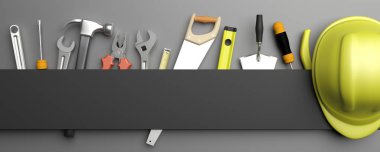 Çeşitli El aletleri. 3d illüstrasyon