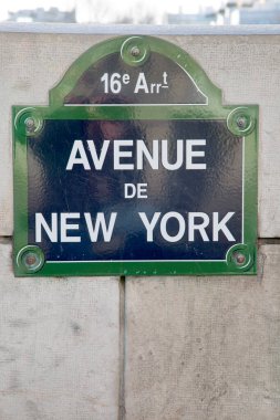 Ayrıntılar New York Street Tabelasında; Paris; Fransa; 