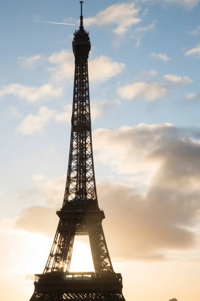 Siluet Teki Eyfel Kulesi Paris Fransa — Stok fotoğraf