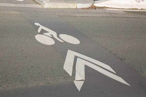 Bike Lane Symbol Párizsban Franciaország — Stock Fotó