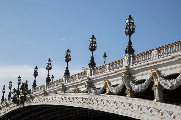 Szczegóły Dotyczące Mostu Pont Alexandre Iii Paryż Francja — Zdjęcie stockowe