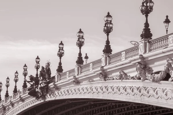 Pont Alexandre Iii Bridge Paris France Black White Sepia Tone Stock Photo