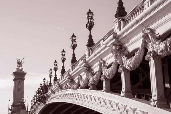 Pont Alexandre Iii Bridge Paris France Black White Sepia Tone Stock Image