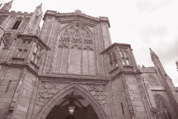 Cattedrale Chiesa Ingresso Hereford Inghilterra Regno Unito Bianco Nero Tono — Foto Stock