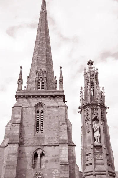 Biserica Peters Hereford Anglia Marea Britanie Ton Sepia Alb Negru — Fotografie, imagine de stoc