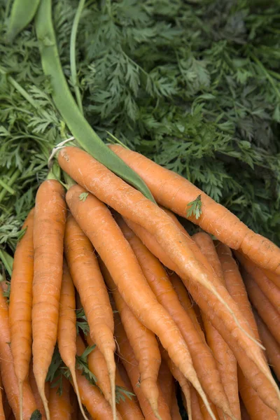 Antecedentes Vegetales Zanahoria Naranja Puesto Mercado — Foto de Stock