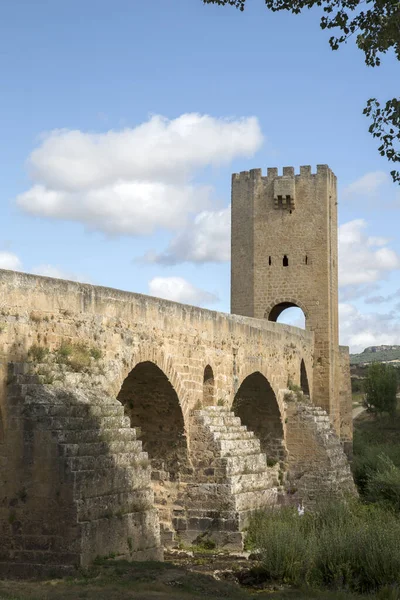 Ebro Nehri Ile Frias Köprüsü Burgos Spanya — Stok fotoğraf