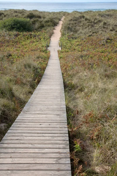 Drewniana Ścieżka Morze Xago Beach Asturia Hiszpania — Zdjęcie stockowe