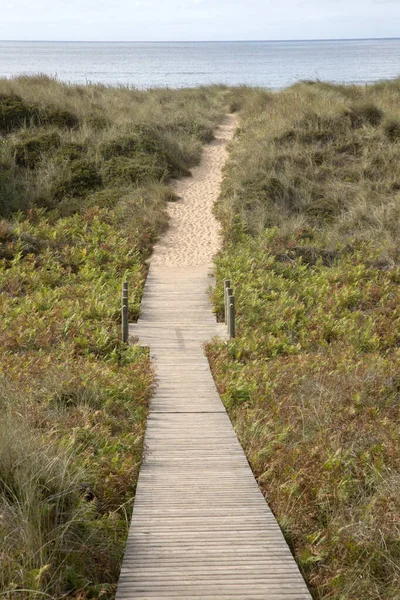 Wooden Footpath Sea Xago Beach Asturias Spain — Stock Photo, Image