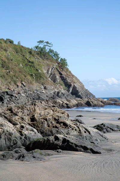 Rocks Cliff Barayo Beach Asturias Spain — стокове фото