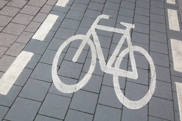 Bike Lane Symbol Cestě Frankfurt Německo — Stock fotografie