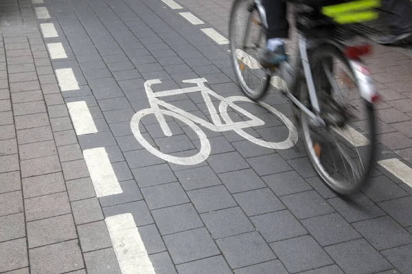 Radweg Symbol Und Radfahrer Frankfurt Deutschland — Stockfoto