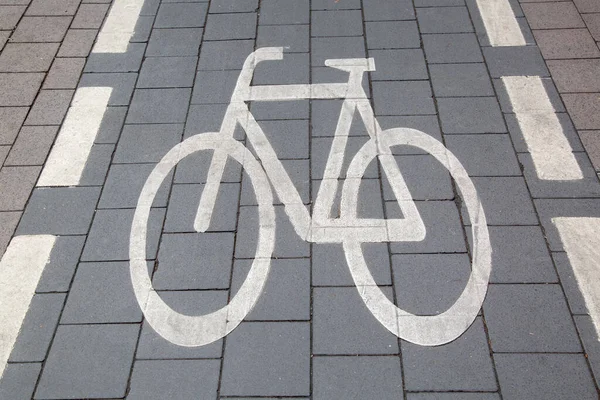 Fahrradstreifen Symbol Auf Der Straße Frankfurt Deutschland — Stockfoto