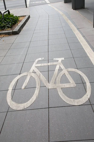 Symbol För Cykelväg Gatan Frankfurt Tyskland — Stockfoto