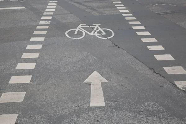 Bike Lane Symbol Gatan Frankfurt Tyskland — Stockfoto