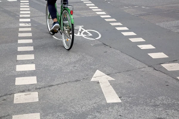 Fahrradstreifen Symbol Auf Der Straße Frankfurt Deutschland — Stockfoto
