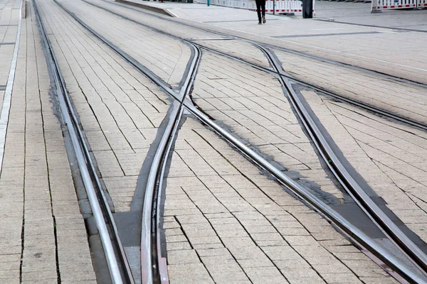 Tram Tracks Frankfurt Germany — Stock Photo, Image