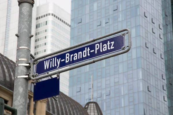 Willy Brandt Platz Square Street Sign Francfort Allemagne — Photo