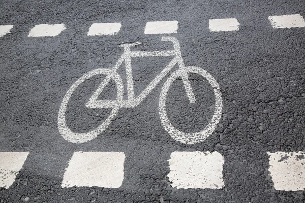 Bike Lane Σύμβολο Στην Οδό — Φωτογραφία Αρχείου