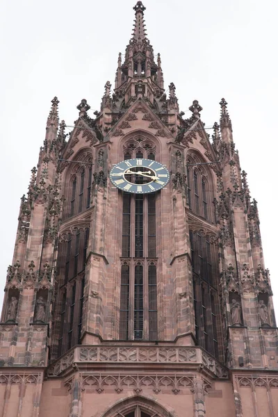 Torre Cattedrale Orologio Francoforte Sul Meno Germania — Foto Stock