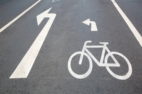 Carril Bici Curva Flecha Derecha Frankfurt Alemania — Foto de Stock