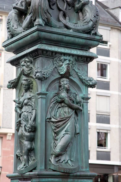 Justitiabrunnen Fountain Manskopf 1887 Romerberg Tér Frankfurt Németország — Stock Fotó