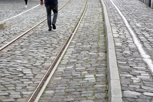Bahngleise Und Fußgänger Frankfurt Deutschland — Stockfoto