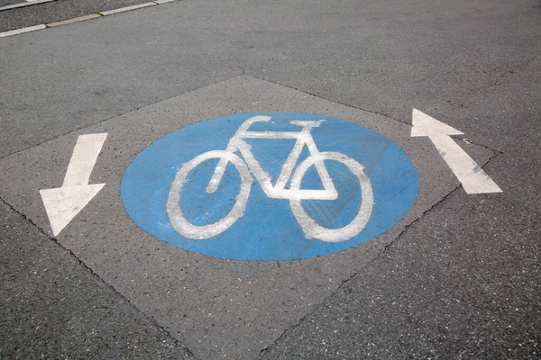 Bike Lane Symbol Frankfurt Tyskland — Stockfoto