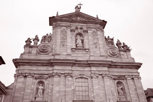 Igreja Jesuíta Heidelberg Alemanha Preto Branco Sepia Tone — Fotografia de Stock