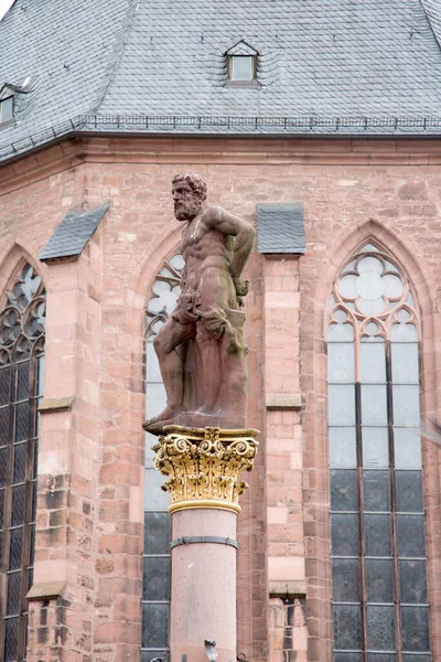 Hermes Herkulesbrunnen Statua Chiesa Dello Spirito Santo Heiliggeistkirche Piazza Del — Foto Stock