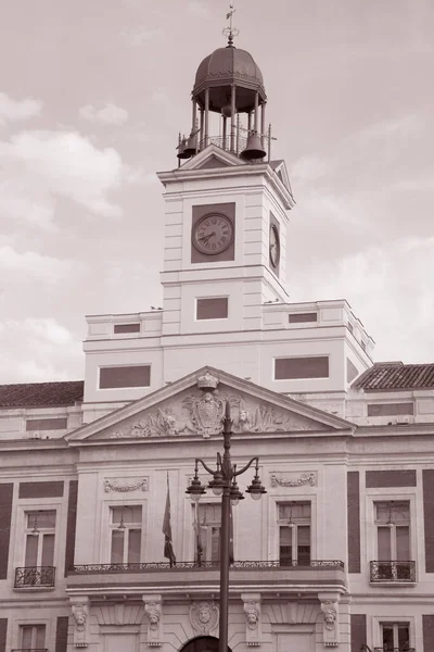 Old City Hall Madrid Black Wite Sepia Tone Spanya — Stok fotoğraf