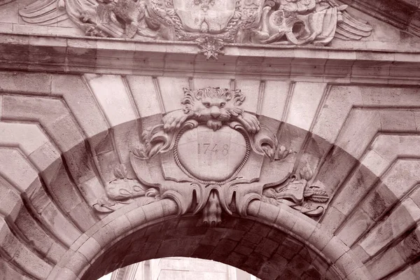 Porte Dijeaux Gate Bordeaux Francie Černobílém Tónu Sepia — Stock fotografie