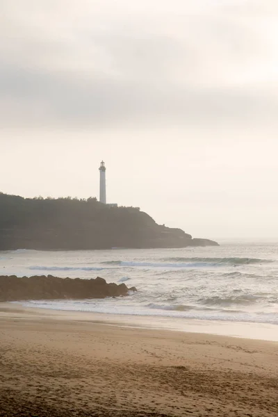 Maják Pláž Biarritz Baskicko Francie — Stock fotografie