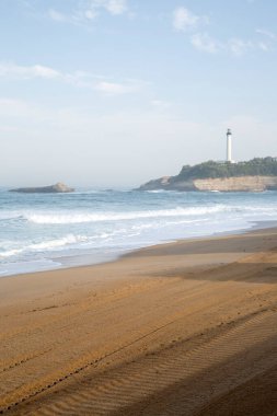 Deniz feneri ve Miramar Sahili; Biarritz; Fransa