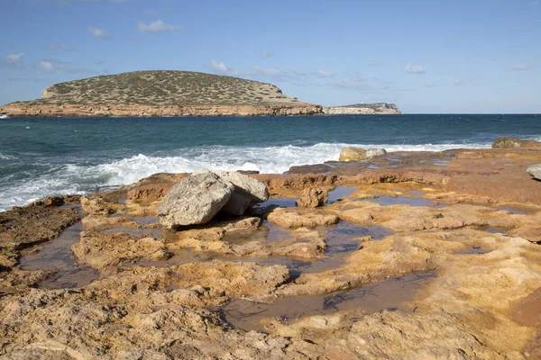 Strand Von Comte Auf Ibiza Spanien — Stockfoto