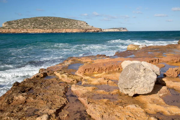 Strand Von Comte Auf Ibiza Spanien — Stockfoto
