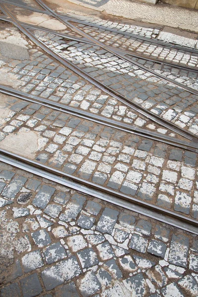 Tram Track Lissabon Portugal — Stockfoto