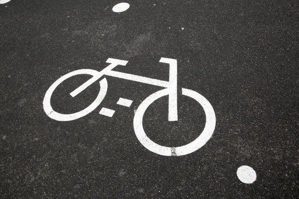 Symbole Piste Cyclable Sur Fond Noir — Photo