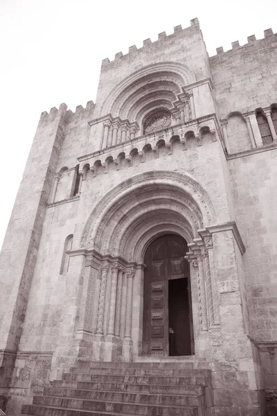 Cathédrale Velha Coimbra Portugal Noir Blanc Sepia Tone — Photo