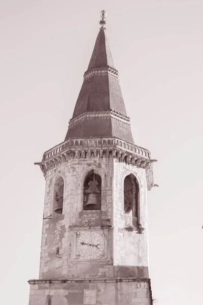 Johannes Döparen Kyrkan Tomar Portugal Svart Och Vitt Sepia Tone — Stockfoto