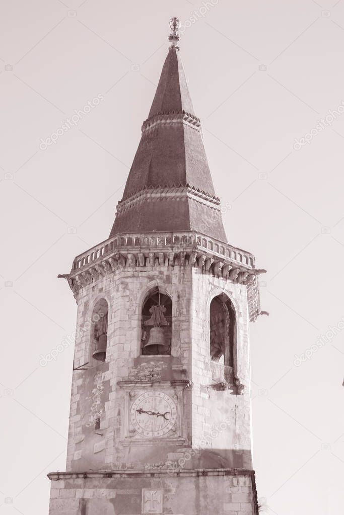 St John the Baptist Church; Tomar; Portugal in Black and White Sepia Tone