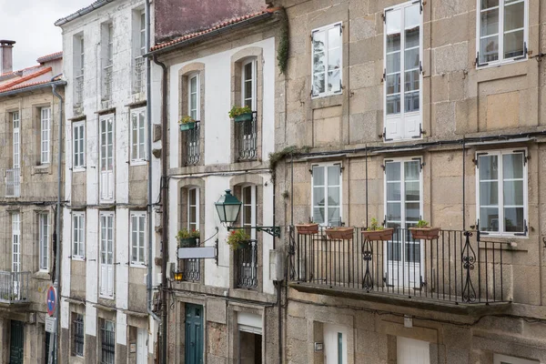 Fasady Ulicy Hortas Santiago Compostela Galicja Hiszpania — Zdjęcie stockowe