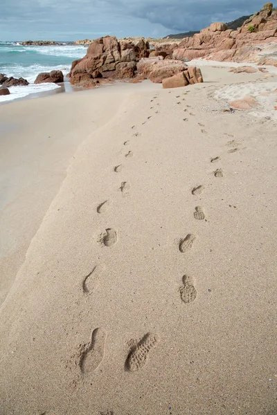 Footprint Forcados Point Beach Costa Muerte Galicia Spain — стокове фото