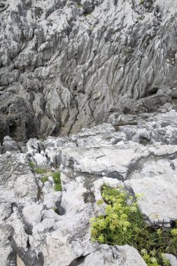 Cobijeru Plajı 'nda rock, Austurias; İspanya