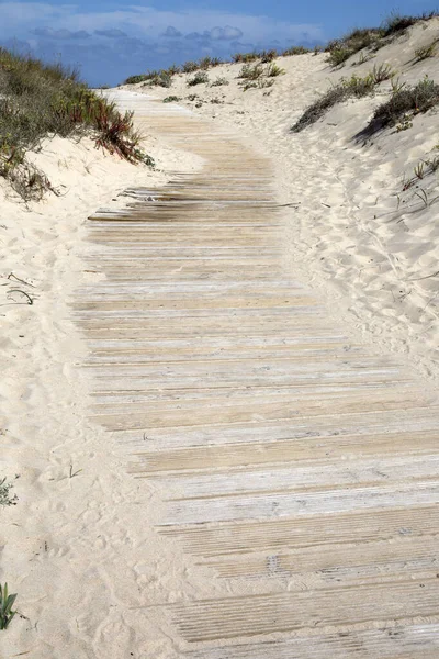 Gångväg Vid Stranden Valdovino Galicien Spanien — Stockfoto