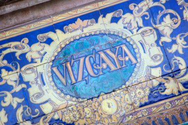 Vizcaya İşareti; Plaza de Espana Meydanı; Sevilla; İspanya