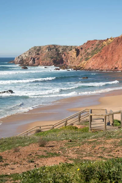 Lépcső Amado Beachen Algarve Portugália Európa — Stock Fotó